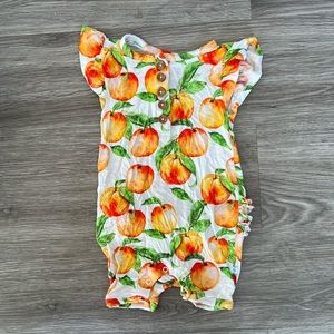 Adorable Peaches shorty ruffle bum romper
